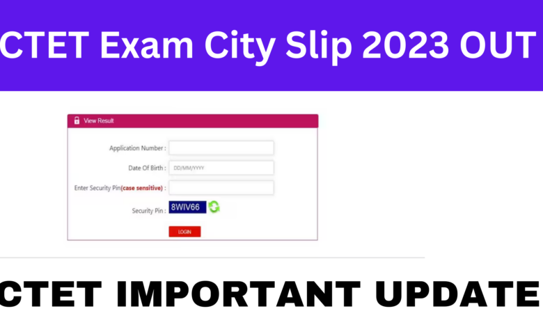 CTET Exam City Slip 2023